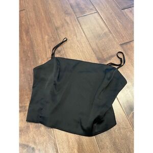 Sunday Best Cami Top‎ Sleeveless Smocked Back Black Casual Party Size M